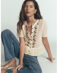 Boden - Embroidered Pointelle Cardigan - Lyst