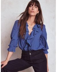 Boden - Ruffle V Neck Blouse - Lyst