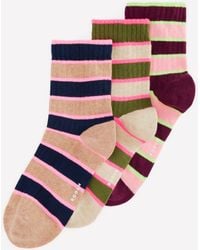 Boden - Neon Pop Stripe Socks 3-Pack - Lyst