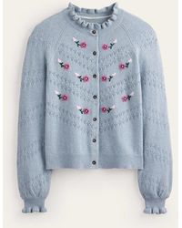 Boden Floral Embroidered Cotton Cardigan | Lyst