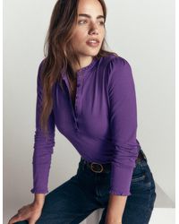 Boden - Supersoft Frill Henley Top - Lyst