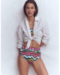 Boden - Kythira Ruched Bikini Bottoms-Multi, Zig Zag Wave - Lyst