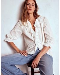 Boden - Ruffle V Neck Blouse - Lyst