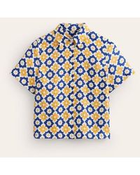 Boden - Hazel Short Sleeve Linen Shirt Surf The Web, Geometric Stamp - Lyst