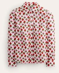 Boden - Sienna Cotton Shirt Ivory, Strawberry Pop - Lyst