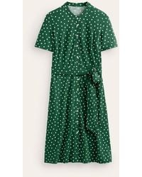 Boden - Julia Short Sleeve Shirt Dress Green, Scattered Brand Spot - Lyst