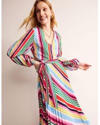 Boden - V-neck Pleated Midi Dress - Lyst