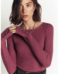 Boden - Button Cuff Ribbed Boatneck - Lyst