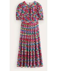Boden - Liv Pleat Detail Midi Dress Multi, Wild Poppy - Lyst