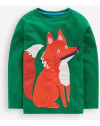 Boden - T-Shirt À Appliqué Zippé-Renard Vert Ombragé - Lyst