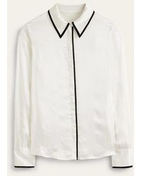 Boden - Straight Satin-tipped Shirt Ivory, Black - Lyst