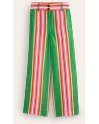Boden - Westbourne Cropped Linen Pants Green Tambourine, Pink Stripe - Lyst