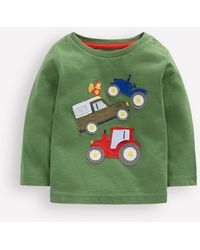 Boden - T-Shirt Manches Longues À Appliqué-Transports Avec Rabat À Soulever Vert - Lyst
