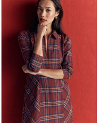 Boden - Una Collared Check Midi Dress - Lyst