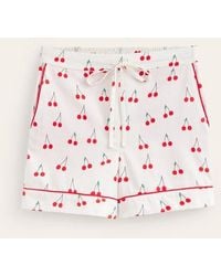 Boden - Cotton Sateen Pajama Shorts Ivory, Cherry Vine - Lyst