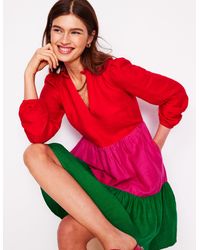 Boden - Esme Linen Mini Dress-Multi, Floweret Tile - Lyst