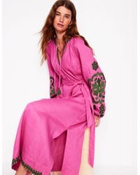 Boden - Embroidered Linen Tassel Dress - Lyst