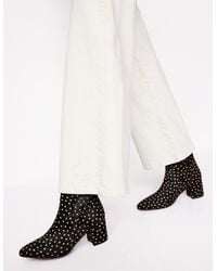 Boden - Block Heel Leather Ankle Bootsblack And Camel Spot - Lyst