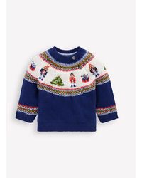 Boden - Pull Motif Jacquard-Casse-Noisette Bleu Marine Universitaire - Lyst