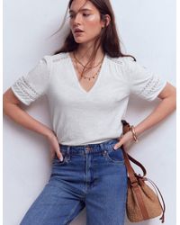Boden - Poppy Trim V Neck T-Shirt - Lyst