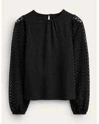 Boden - Crew Neck Lace-sleeve Top - Lyst
