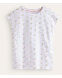 Boden - Louisa Printed Slub T-shirt White, Ditsy Vine Foil - Lyst