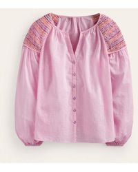Boden - Cotton Smocked Blouse - Lyst
