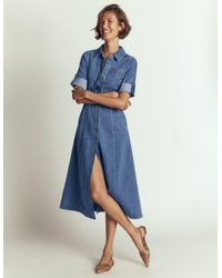 Boden - Denim Midi Shirt Dress - Lyst