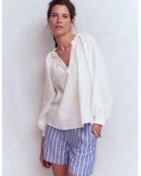 Boden - Serena Pleat Neck Linen Top - Lyst