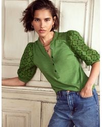 Boden - Eden Puff Sleeve Henley Top - Lyst