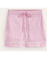 Boden - Cotton Sateen Pajama Shorts Pink, Bunny Hop - Lyst