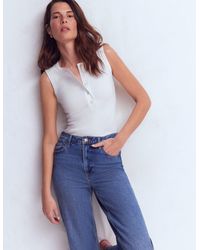 Boden - Woven Mix Ribbed Henley Top Vest - Lyst