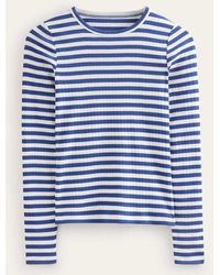 Boden - Anna Rib Crew T-shirt Lapis Blue, Ivory Stripe - Lyst