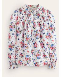 Boden - Helena Cotton Blouse Ivory, Wild Cluster - Lyst