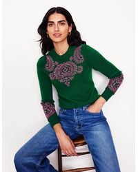 Boden - Fenella Embellished Jumper-Pine - Lyst