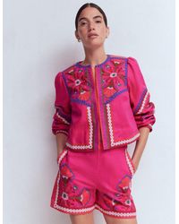 Boden - Embroidered Linen Shorts - Lyst