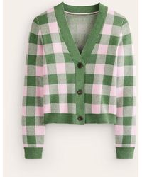 Boden - Gingham Cardigan Green Tambourine, Orchid Pink - Lyst