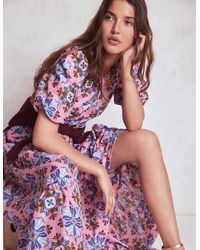 Boden - Gestuftes Popeline-Kleid-Kirschblütenrosa, Blütenmosaik - Lyst