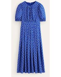 Boden - Liv Pleat Detail Midi Dress Surf The Web, Abstract Dot - Lyst