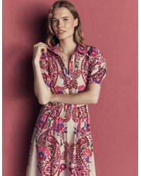 Boden - Belted Cotton Midi Dress - Lyst