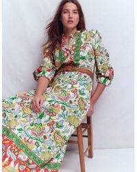 Boden - Ava Linen Blend Midi Dress-Multi, Botanical Trail - Lyst