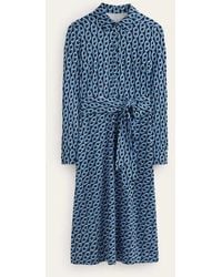 Boden - Laura Jersey Midi Shirt Dress Azure, Geo Chain - Lyst