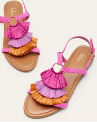 Boden Sarah Fringe Flat Sandals Pop Pansy - Pink