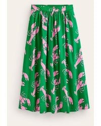 Boden - Layla Cotton Sateen Skirt Green Tambourine, Lobster - Lyst