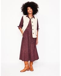 Boden - Robe-Chemise Midi Aubrey En Velours Côtelé-Châtaigne, Motif Owl Stamp - Lyst