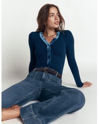 Boden - Velvet Trimmed V-Neck Top - Lyst