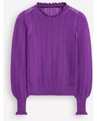 Boden - Tia Pointelle Frilled Jumper - Lyst