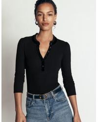 Boden - Velvet Ruffle Trim Henley Top - Lyst