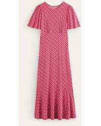 Boden - Felicity Jersey Midi Tea Dress Sangria Sunset, Geo Pome - Lyst