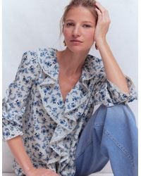 Boden - Ruffle V Neck Blouse - Lyst